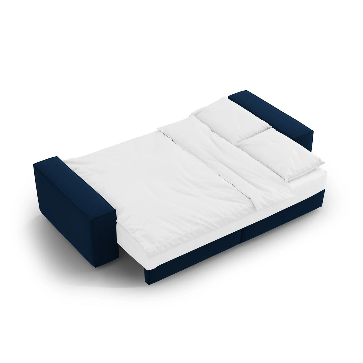 Jodie 3-Sitzer Sofa mit Schlaffunktion und Bettkasten, ausklappbar, aus Samt (Blu86) in Königsblau, 247x107 cm – Bild 7