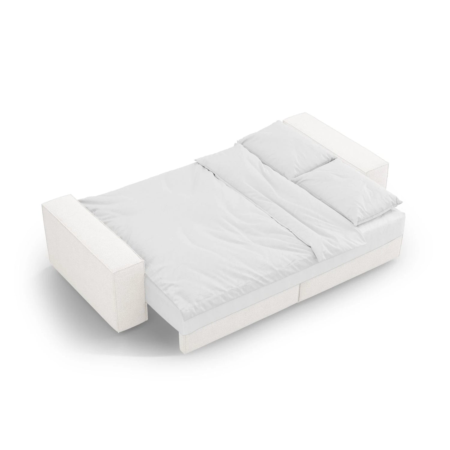 Jodie 3-Sitzer Sofa mit Schlaffunktion und Bettkasten, ausklappbar, aus Samt, Boucle oder Strukturstoff, 247x107 cm – Bild 7