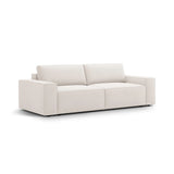 Jodie 3-Sitzer Sofa mit Schlaffunktion und Bettkasten, ausklappbar, aus Strukturierter Stoff (Meg351) in Leichtes Beige, 247x107 cm – Bild 4