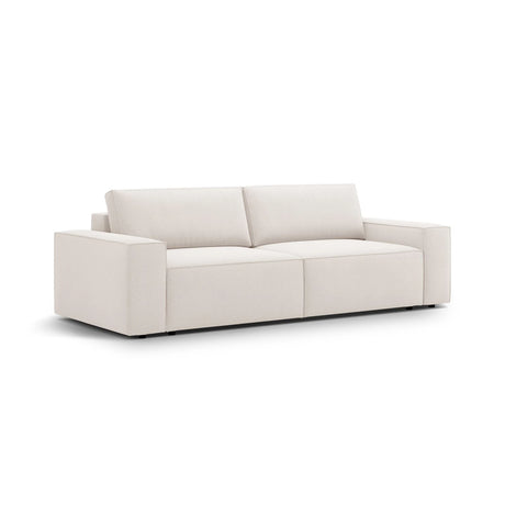Jodie 3-Sitzer Sofa mit Schlaffunktion und Bettkasten, ausklappbar, aus Strukturierter Stoff (Meg351) in Leichtes Beige, 247x107 cm – Bild 4