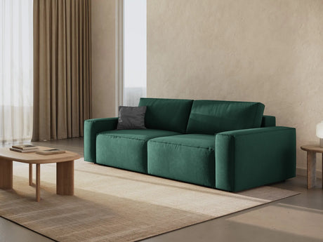 Jodie 3-Sitzer Sofa mit Schlaffunktion und Bettkasten, ausklappbar, aus Strukturierter Stoff (Meg359) in Grün, 247x107 cm – Bild 2