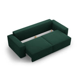 Jodie 3-Sitzer Sofa mit Schlaffunktion und Bettkasten, ausklappbar, aus Strukturierter Stoff (Meg359) in Grün, 247x107 cm – Bild 6