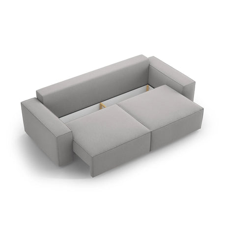 Jodie 3-Sitzer Sofa mit Schlaffunktion und Bettkasten, ausklappbar, aus Strukturierter Stoff (Meg363) in Hellgrau, 247x107 cm – Bild 6