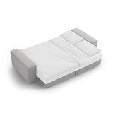 Jodie 3-Sitzer Sofa mit Schlaffunktion und Bettkasten, ausklappbar, aus Strukturierter Stoff (Meg363) in Hellgrau, 247x107 cm – Bild 7