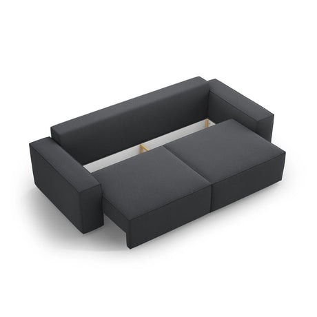 Jodie 3-Sitzer Sofa mit Schlaffunktion und Bettkasten, ausklappbar, aus Strukturierter Stoff (Meg367) in Dunkelgrau, 247x107 cm – Bild 6