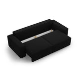 Jodie 3-Sitzer Sofa mit Schlaffunktion und Bettkasten, ausklappbar, aus Strukturierter Stoff (Meg368) in Schwarz, 247x107 cm – Bild 6
