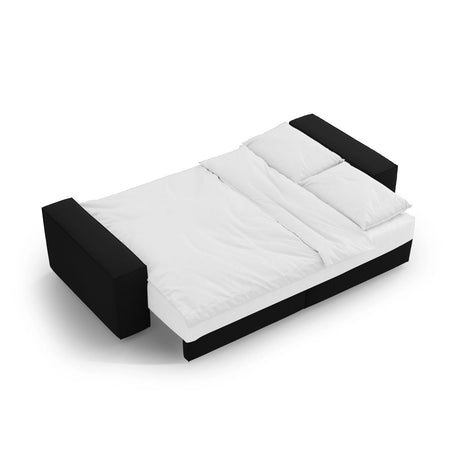 Jodie 3-Sitzer Sofa mit Schlaffunktion und Bettkasten, ausklappbar, aus Strukturierter Stoff (Meg368) in Schwarz, 247x107 cm – Bild 7
