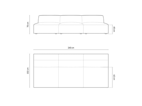 Jodie 3-Sitzer Sofa ohne Armlehnen 240x102 cm aus Strukturierter Stoff (Meg367) in Dunkelgrau – Bild 6
