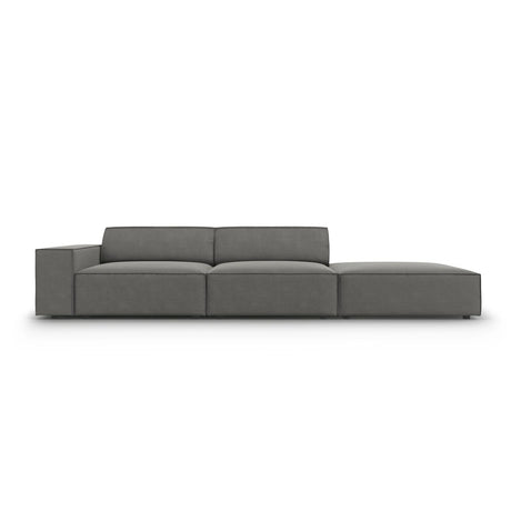 Jodie 3-Sitzer Sofa, Rechte Seite offen, eckig, aus Samt (Blu13) in Hellgrau, 262x102 cm – Bild 1