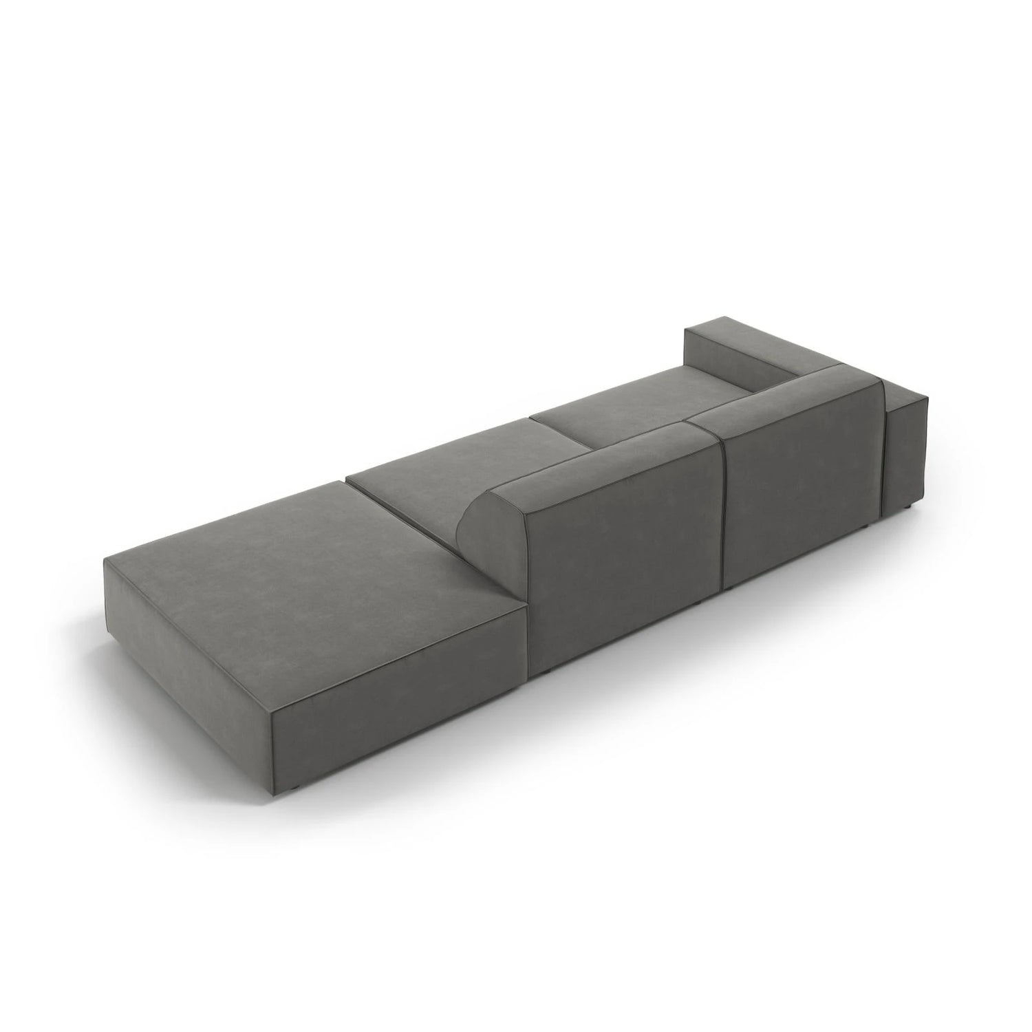 Jodie 3-Sitzer Sofa, Rechte Seite offen, eckig, aus Samt (Blu13) in Hellgrau, 262x102 cm – Bild 6