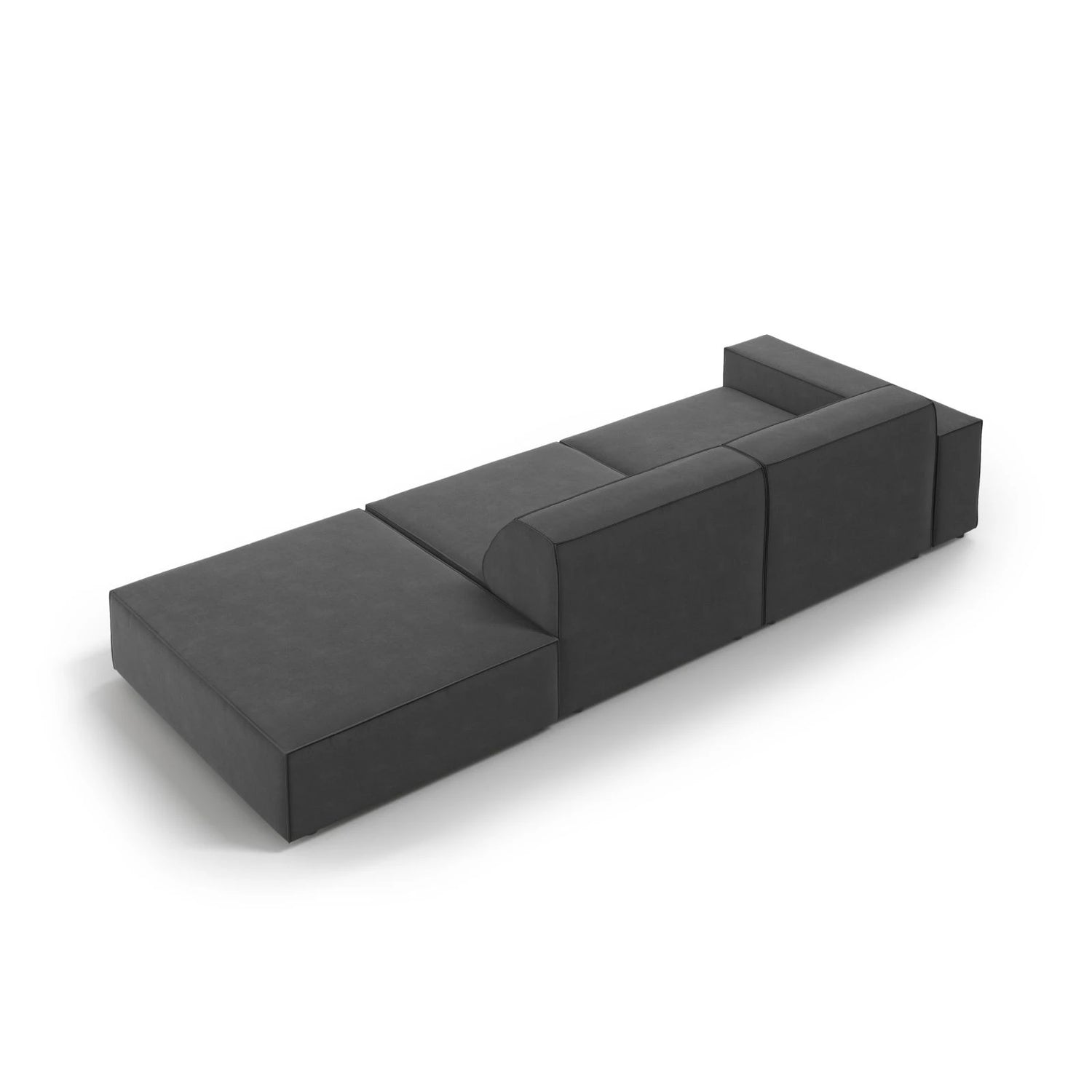 Jodie 3-Sitzer Sofa, Rechte Seite offen, eckig, aus Samt (Blu14) in Grau, 262x102 cm – Bild 6