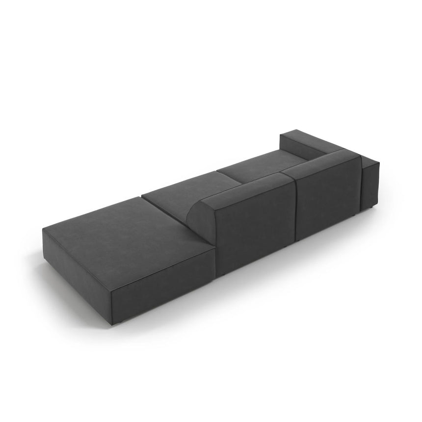 Jodie 3-Sitzer Sofa, Rechte Seite offen, eckig, aus Samt (Blu14) in Grau, 262x102 cm – Bild 6