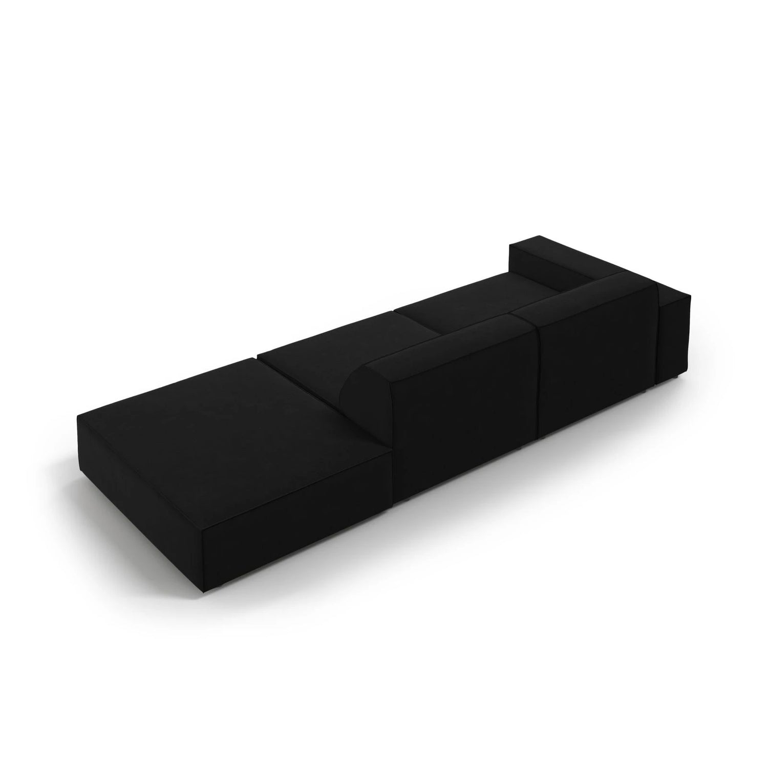 Jodie 3-Sitzer Sofa, Rechte Seite offen, eckig, aus Samt (Blu19) in Schwarz, 262x102 cm – Bild 6