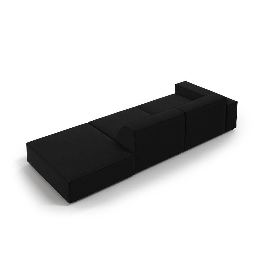 Jodie 3-Sitzer Sofa, Rechte Seite offen, eckig, aus Samt (Blu19) in Schwarz, 262x102 cm – Bild 6