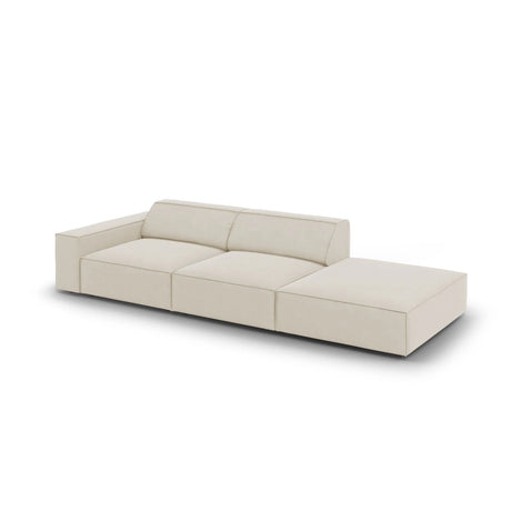 Jodie 3-Sitzer Sofa, Rechte Seite offen, eckig, aus Samt (Blu30) in Dunkelbeige, 262x102 cm – Bild 4