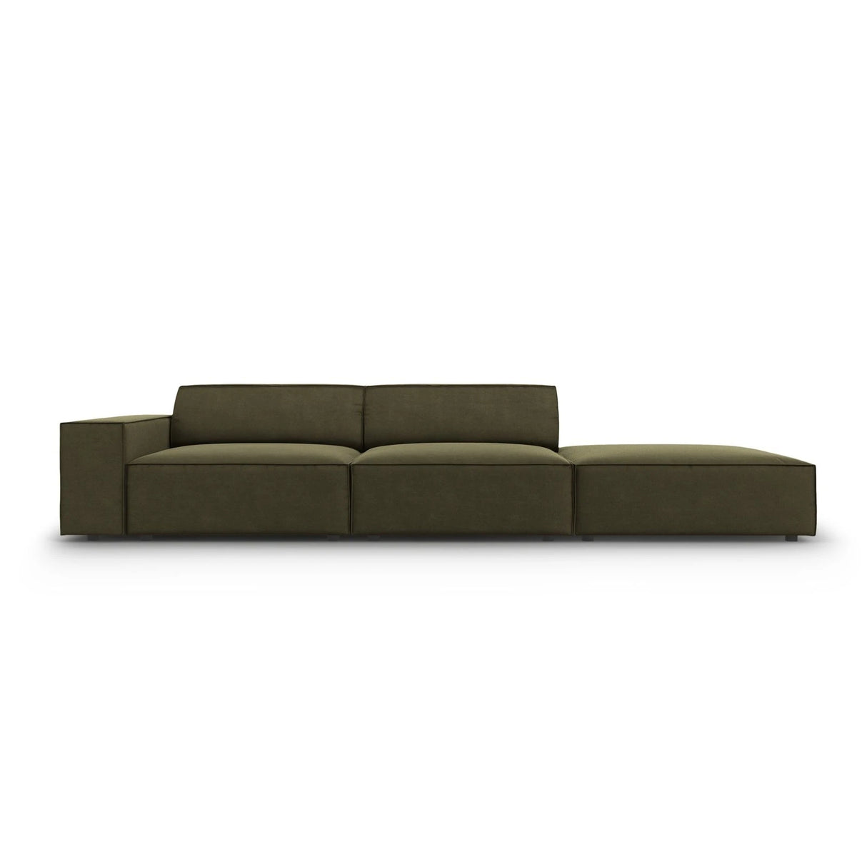 Jodie 3-Sitzer Sofa, Rechte Seite offen, eckig, aus Samt (Blu77) in Grün, 262x102 cm – Bild 1