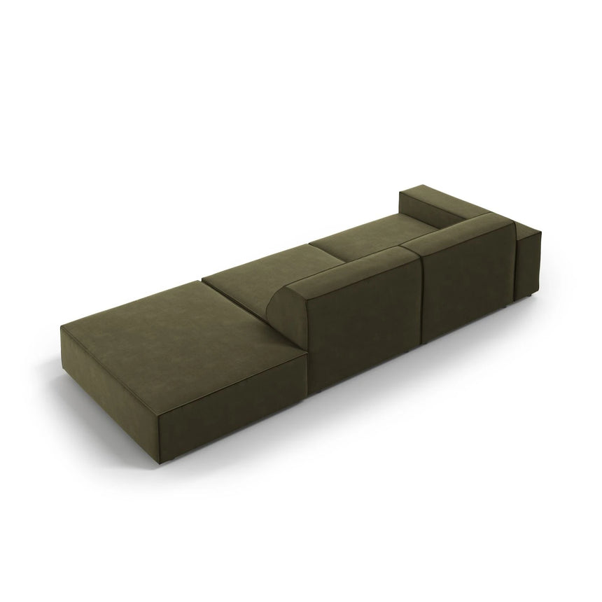Jodie 3-Sitzer Sofa, Rechte Seite offen, eckig, aus Samt (Blu77) in Grün, 262x102 cm – Bild 6