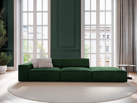 Jodie 3-Sitzer Sofa, Rechte Seite offen, eckig, aus Samt (Blu78) in Flaschengrün, 262x102 cm – Bild 2
