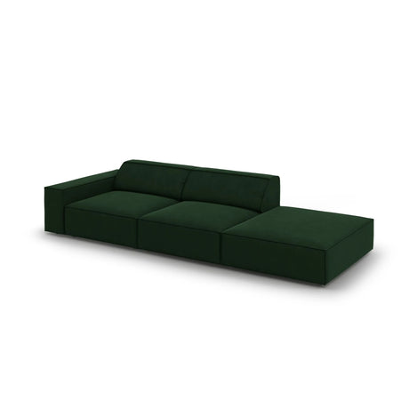 Jodie 3-Sitzer Sofa, Rechte Seite offen, eckig, aus Samt (Blu78) in Flaschengrün, 262x102 cm – Bild 4