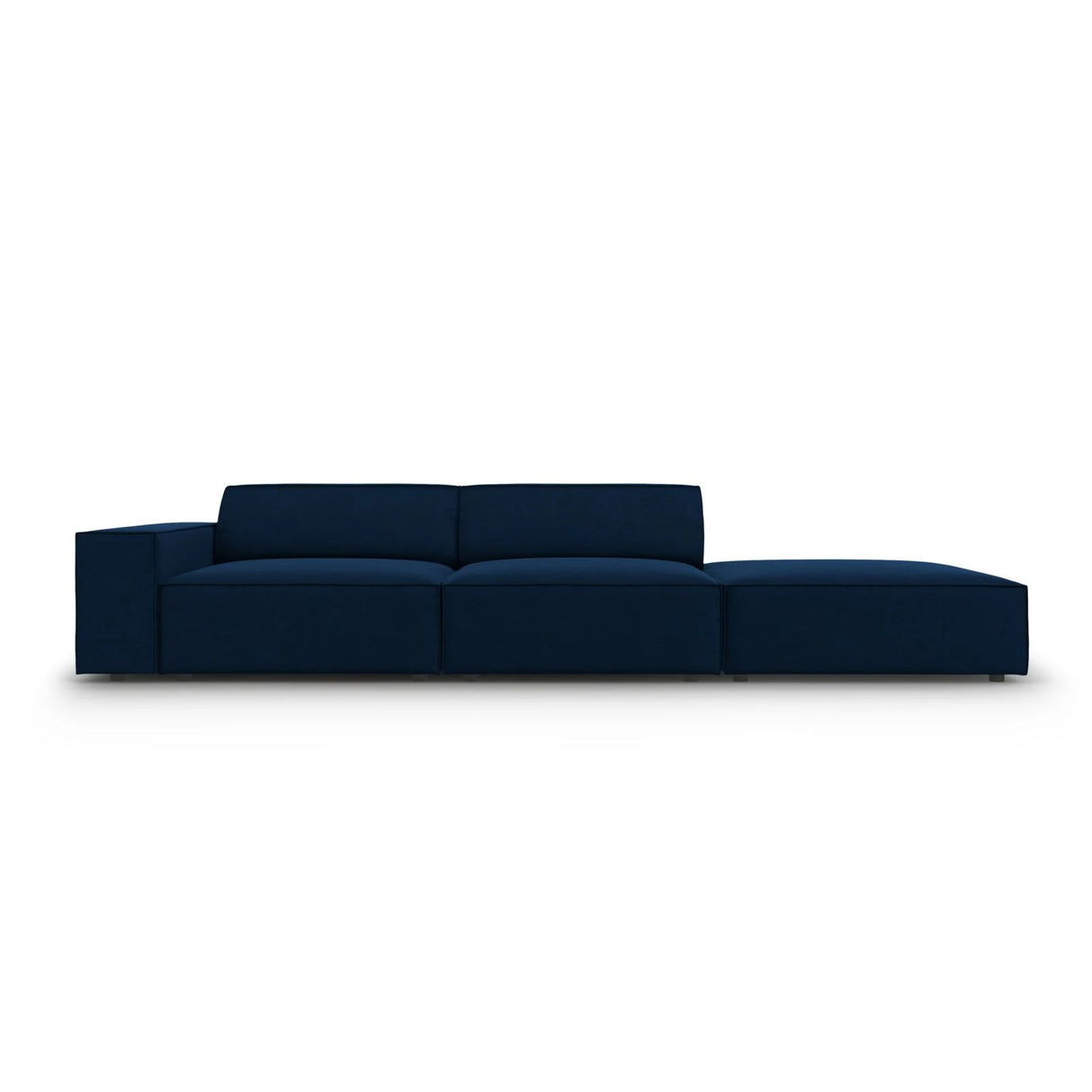 Jodie 3-Sitzer Sofa, Rechte Seite offen, eckig, aus Samt (Blu86) in Königsblau, 262x102 cm – Bild 1
