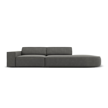 Jodie 3-Sitzer Sofa, Rechte Seite offen, rund, aus Samt (Blu13) in Hellgrau, 262x102 cm – Bild 1