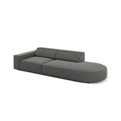 Jodie 3-Sitzer Sofa, Rechte Seite offen, rund, aus Samt (Blu13) in Hellgrau, 262x102 cm – Bild 5
