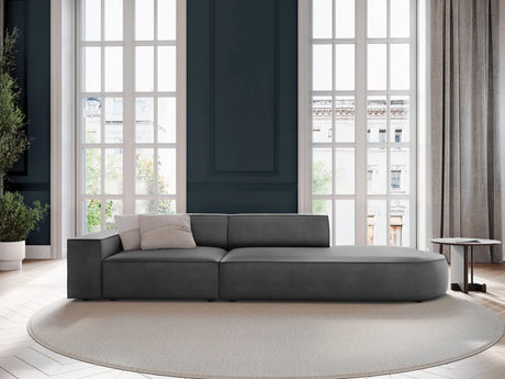 Jodie 3-Sitzer Sofa, Rechte Seite offen, rund, aus Samt (Blu14) in Grau, 262x102 cm – Bild 2