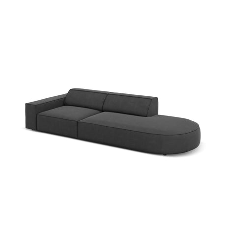 Jodie 3-Sitzer Sofa, Rechte Seite offen, rund, aus Samt (Blu14) in Grau, 262x102 cm – Bild 5