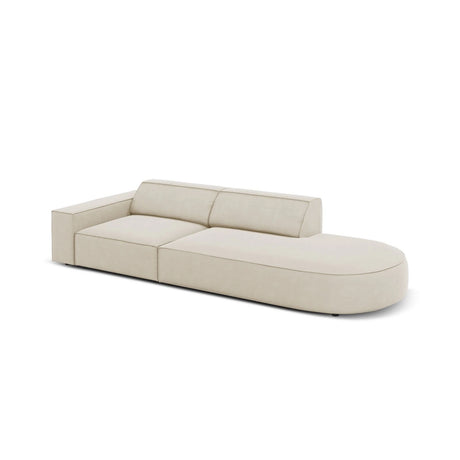 Jodie 3-Sitzer Sofa, Rechte Seite offen, rund, aus Samt (Blu30) in Dunkelbeige, 262x102 cm – Bild 5