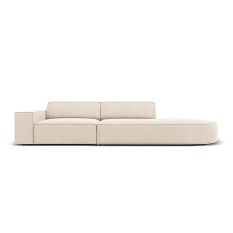 Jodie 3-Sitzer Sofa, Rechte Seite offen, rund, aus Samt oder Strukturstoff, 262x102 cm – Bild 1