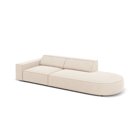 Jodie 3-Sitzer Sofa, Rechte Seite offen, rund, aus Samt oder Strukturstoff, 262x102 cm – Bild 5