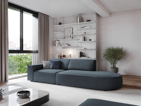 Jodie 3-Sitzer Sofa, Rechte Seite offen, rund, aus Strukturierter Stoff (Meg361) in Blau, 262x102 cm – Bild 2