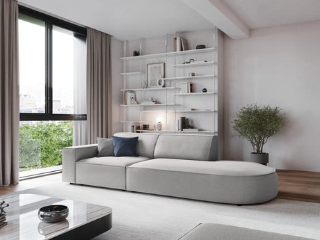 Jodie 3-Sitzer Sofa, Rechte Seite offen, rund, aus Strukturierter Stoff (Meg363) in Hellgrau, 262x102 cm – Bild 2
