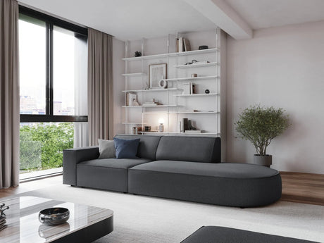 Jodie 3-Sitzer Sofa, Rechte Seite offen, rund, aus Strukturierter Stoff (Meg367) in Dunkelgrau, 262x102 cm – Bild 2