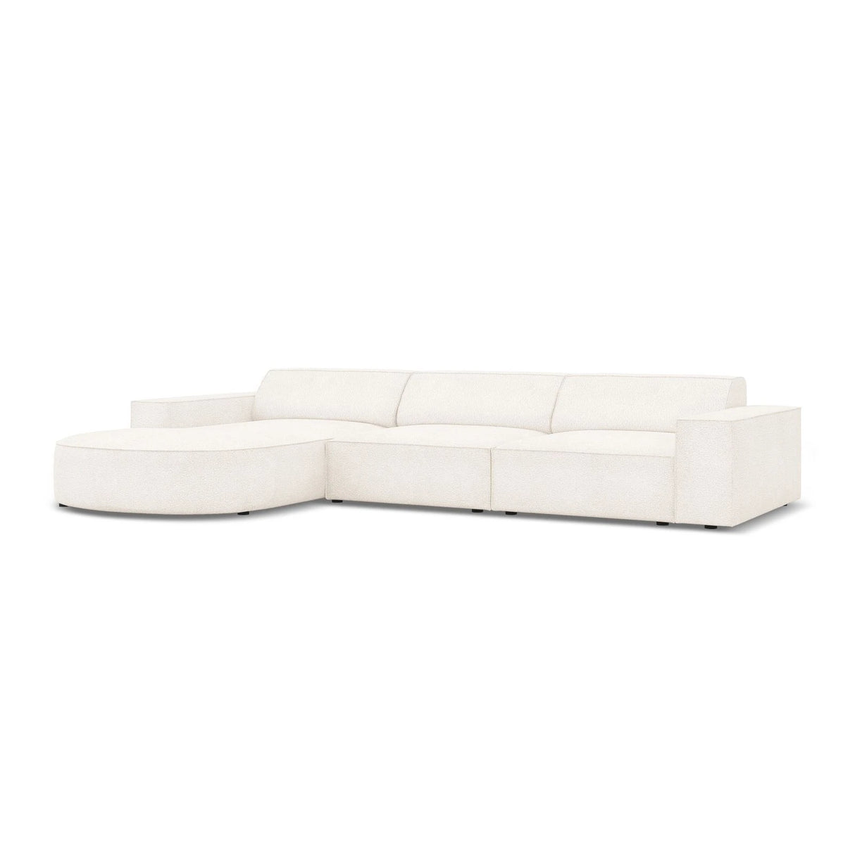 Jodie 4-Sitzer Ecksofa, Linke Seite, rund, aus Boucle (AscNATA) in Beige, 284x166 cm – Bild 3