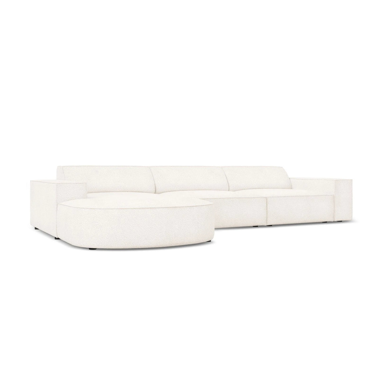 Jodie 4-Sitzer Ecksofa, Linke Seite, rund, aus Boucle (AscNATA) in Beige, 284x166 cm – Bild 4