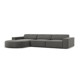 Jodie 4-Sitzer Ecksofa, Linke Seite, rund, aus Samt (Blu13) in Hellgrau, 284x166 cm – Bild 4