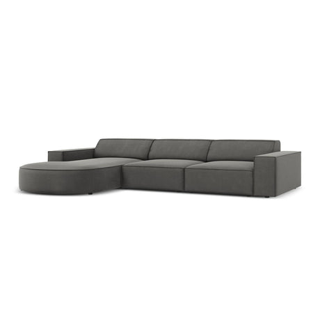 Jodie 4-Sitzer Ecksofa, Linke Seite, rund, aus Samt (Blu13) in Hellgrau, 284x166 cm – Bild 4