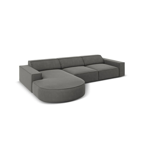 Jodie 4-Sitzer Ecksofa, Linke Seite, rund, aus Samt (Blu13) in Hellgrau, 284x166 cm – Bild 5