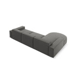 Jodie 4-Sitzer Ecksofa, Linke Seite, rund, aus Samt (Blu13) in Hellgrau, 284x166 cm – Bild 6