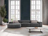 Jodie 4-Sitzer Ecksofa, Linke Seite, rund, aus Samt (Blu14) in Grau, 284x166 cm – Bild 2