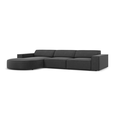 Jodie 4-Sitzer Ecksofa, Linke Seite, rund, aus Samt (Blu14) in Grau, 284x166 cm – Bild 4