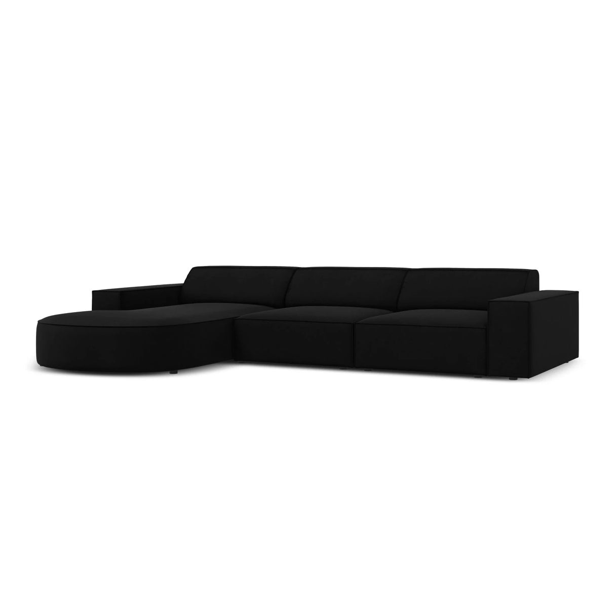 Jodie 4-Sitzer Ecksofa, Linke Seite, rund, aus Samt (Blu19) in Schwarz, 284x166 cm – Bild 4