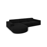 Jodie 4-Sitzer Ecksofa, Linke Seite, rund, aus Samt (Blu19) in Schwarz, 284x166 cm – Bild 5
