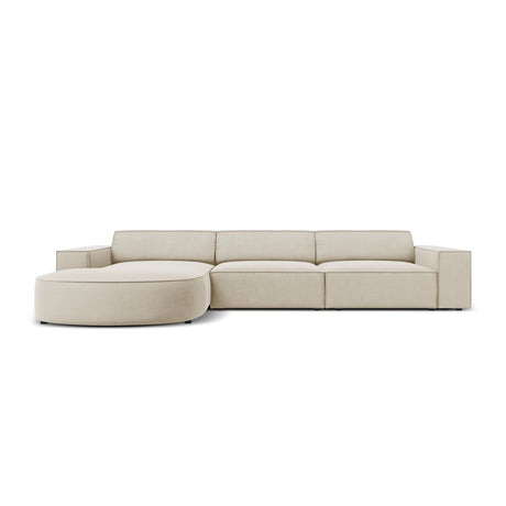 Jodie 4-Sitzer Ecksofa, Linke Seite, rund, aus Samt (Blu30) in Dunkelbeige, 284x166 cm – Bild 1