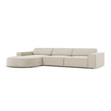Jodie 4-Sitzer Ecksofa, Linke Seite, rund, aus Samt (Blu30) in Dunkelbeige, 284x166 cm – Bild 4