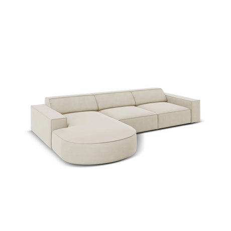 Jodie 4-Sitzer Ecksofa, Linke Seite, rund, aus Samt (Blu30) in Dunkelbeige, 284x166 cm – Bild 5
