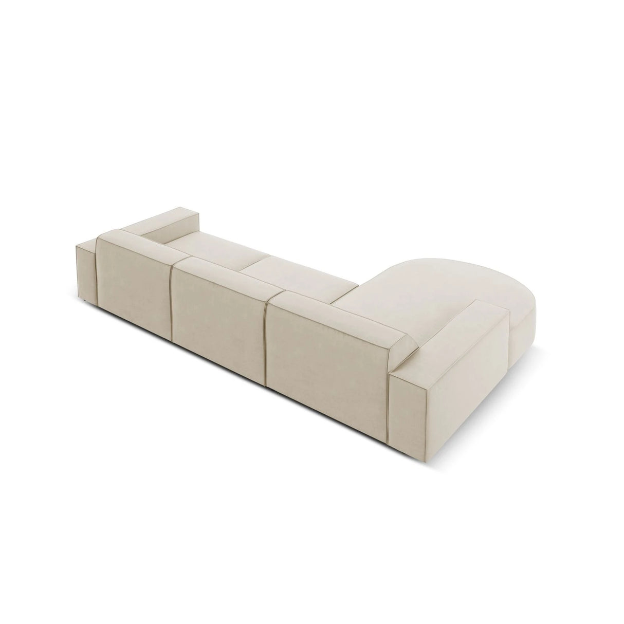 Jodie 4-Sitzer Ecksofa, Linke Seite, rund, aus Samt (Blu30) in Dunkelbeige, 284x166 cm – Bild 6