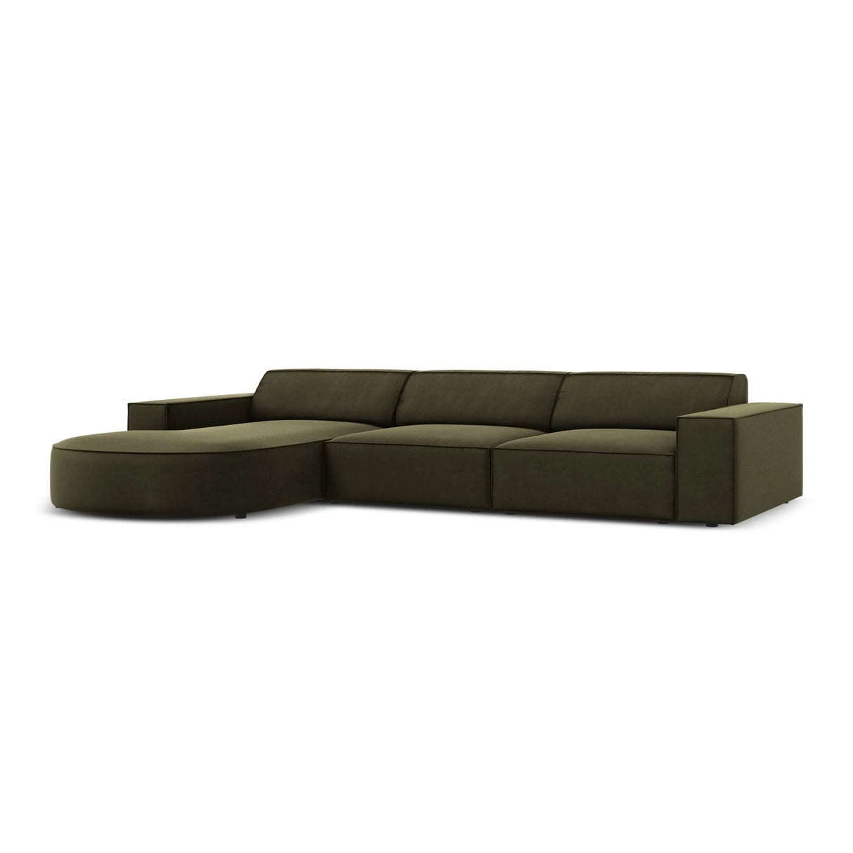 Jodie 4-Sitzer Ecksofa, Linke Seite, rund, aus Samt (Blu77) in Grün, 284x166 cm – Bild 4