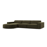 Jodie 4-Sitzer Ecksofa, Linke Seite, rund, aus Samt (Blu77) in Grün, 284x166 cm – Bild 4
